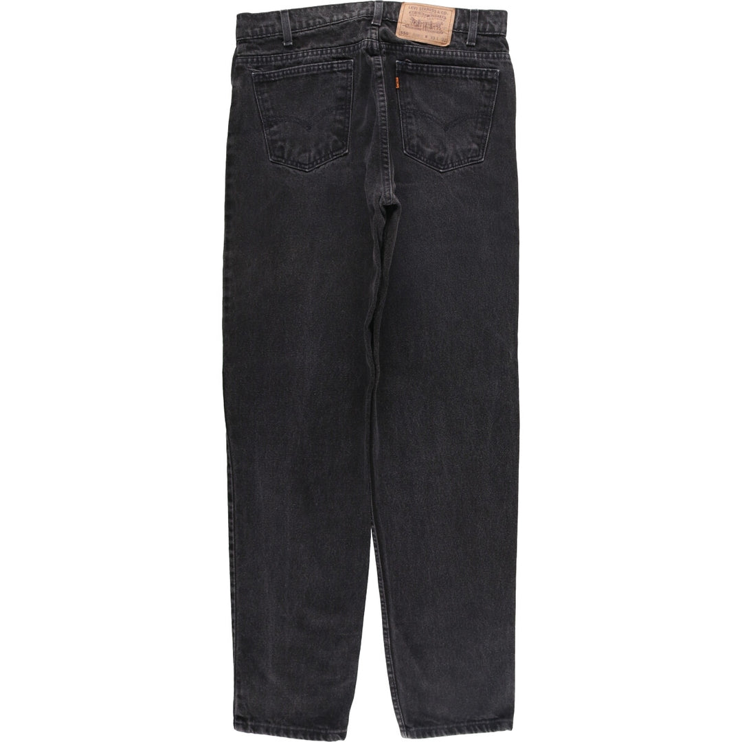 Levi's 550 Relaxed Fit Tapered Leg Orange Tab Black Denim Tapered Denim Pants Men's W32 unclear black type Vintage Second Hand