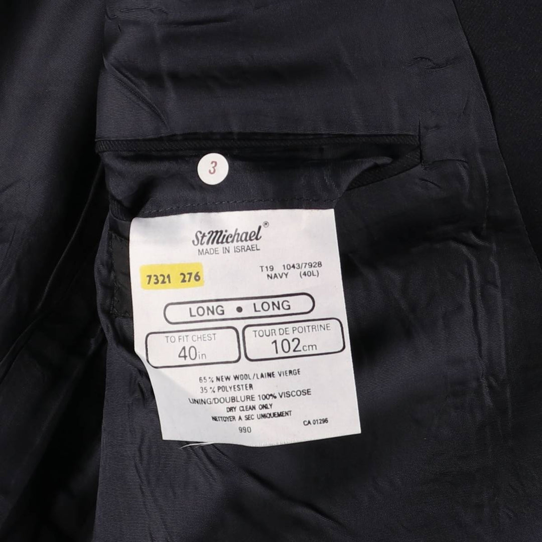 St. Michael Navy Blazer, Tailored Jacket, Men's Size L wool navy blue type Vintage Second Hand