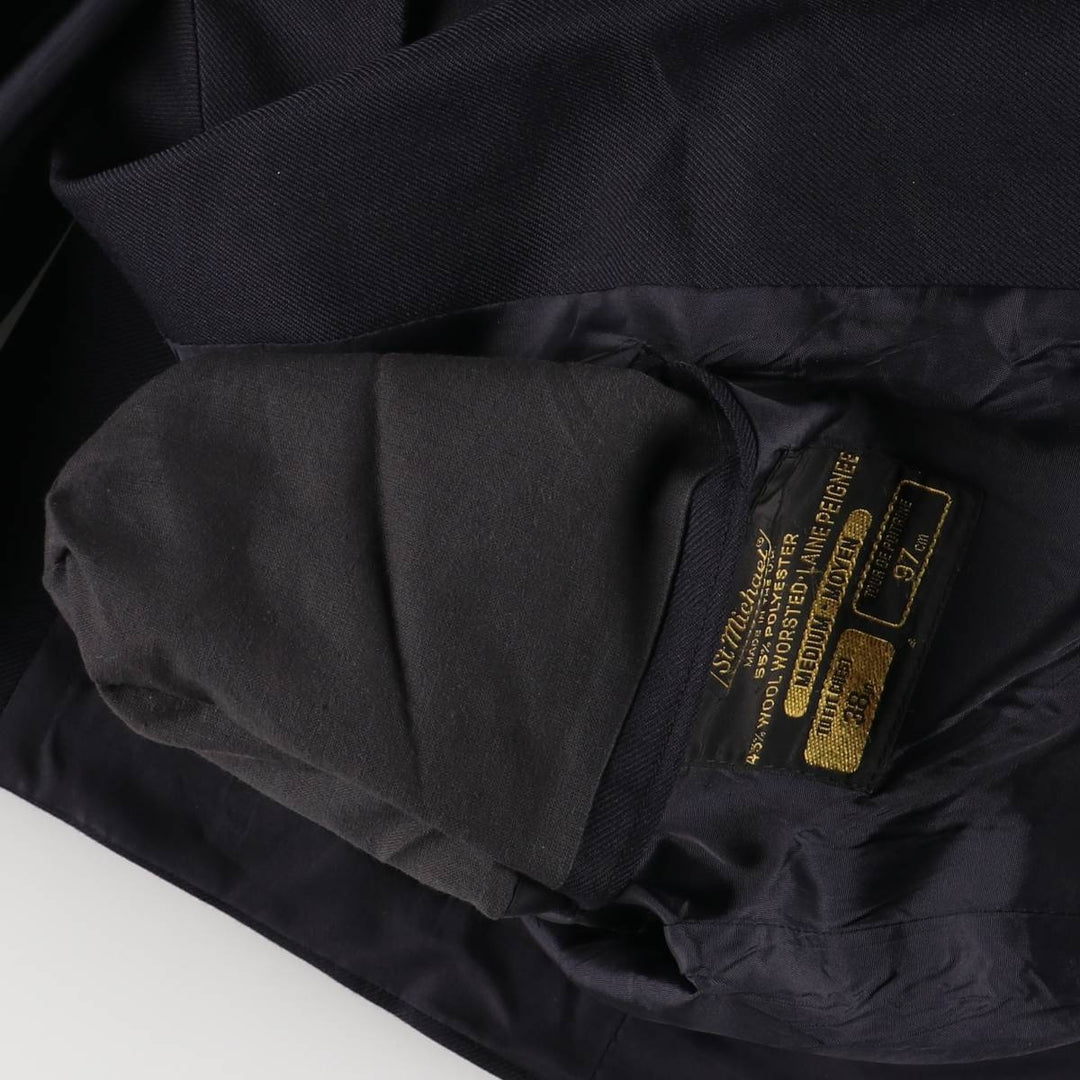 St. Michael Navy Blazer, Tailored Jacket, Made in England, Men's Size Medium polyester navy blue type Vintage Second Hand