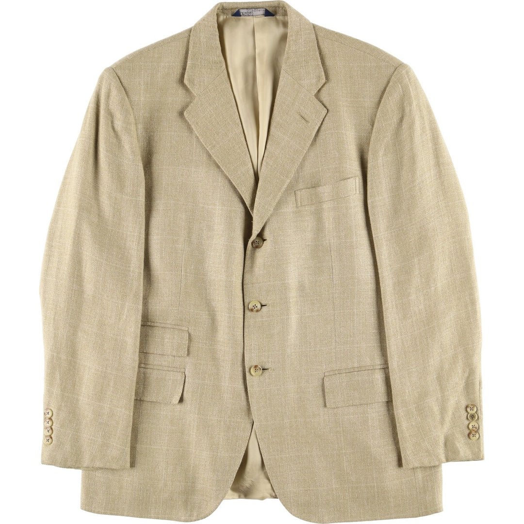 Ralph Lauren POLO by Ralph Lauren Check Pattern Silk Tailored Jacket, Made in Italy, Men's Size L silk Beige type Vintage Second Hand