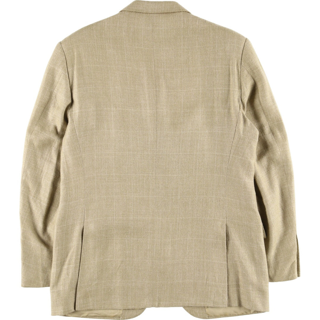 Ralph Lauren POLO by Ralph Lauren Check Pattern Silk Tailored Jacket, Made in Italy, Men's Size L silk Beige type Vintage Second Hand