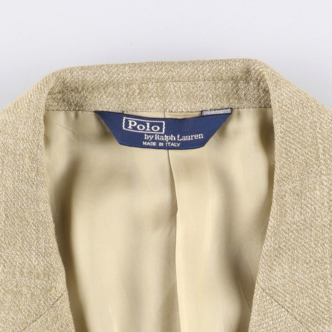 Ralph Lauren POLO by Ralph Lauren Check Pattern Silk Tailored Jacket, Made in Italy, Men's Size L silk Beige type Vintage Second Hand