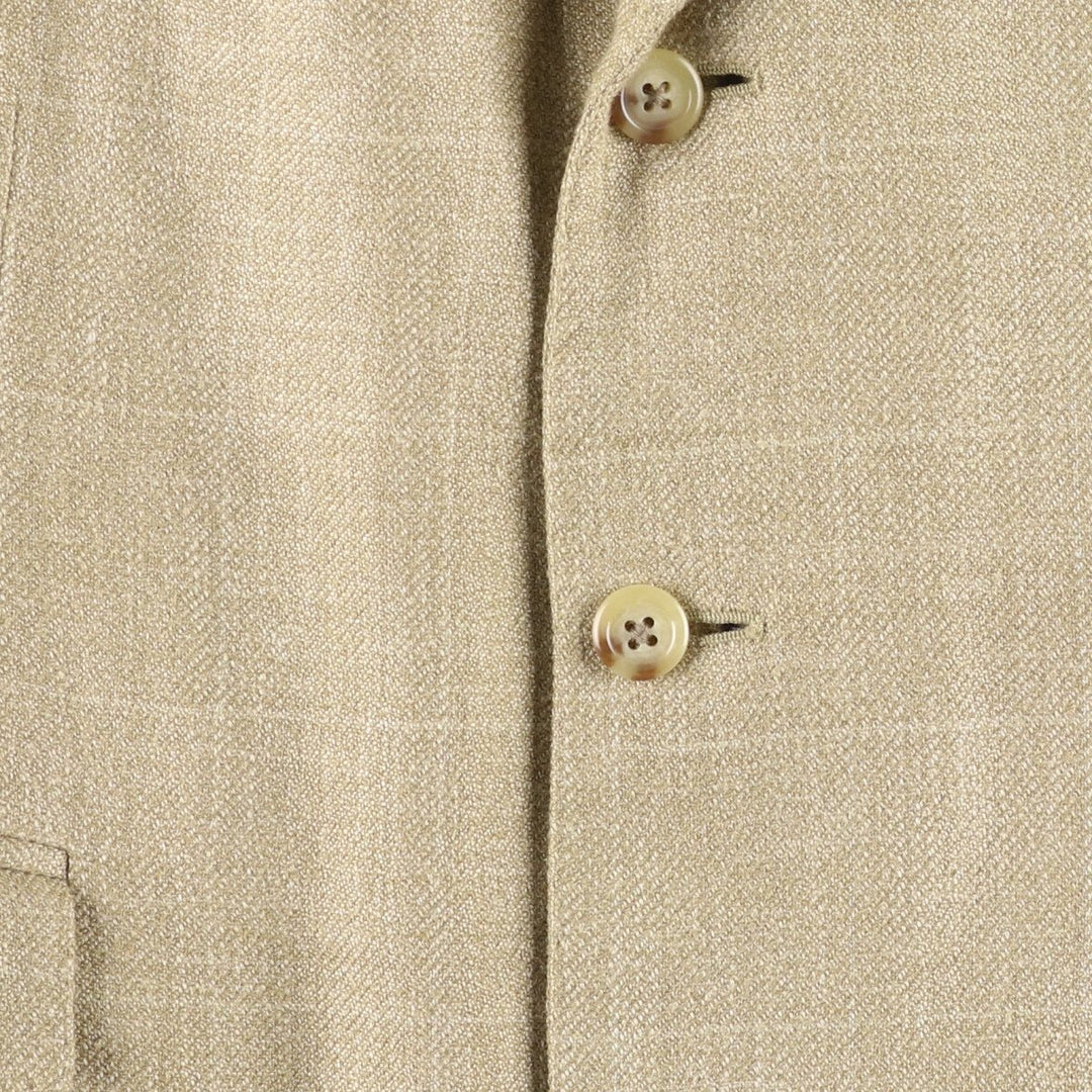 Ralph Lauren POLO by Ralph Lauren Check Pattern Silk Tailored Jacket, Made in Italy, Men's Size L silk Beige type Vintage Second Hand