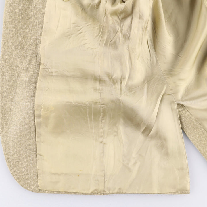 Ralph Lauren POLO by Ralph Lauren Check Pattern Silk Tailored Jacket, Made in Italy, Men's Size L silk Beige type Vintage Second Hand