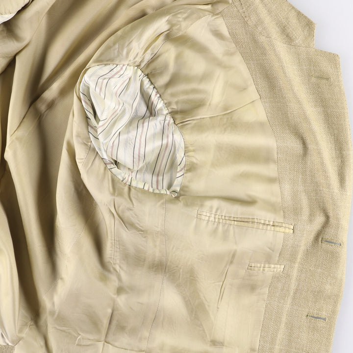Ralph Lauren POLO by Ralph Lauren Check Pattern Silk Tailored Jacket, Made in Italy, Men's Size L silk Beige type Vintage Second Hand