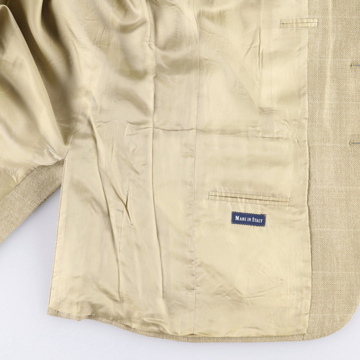 Ralph Lauren POLO by Ralph Lauren Check Pattern Silk Tailored Jacket, Made in Italy, Men's Size L silk Beige type Vintage Second Hand