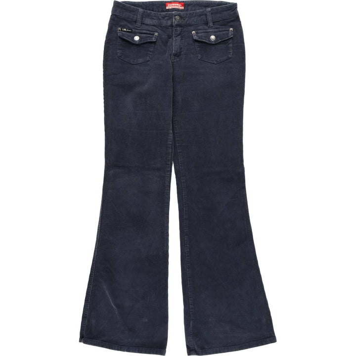 UNIONBAY STRETCH Flare Cut Corduroy Pants, Women's Size L (W29) cotton navy blue type Vintage Second Hand