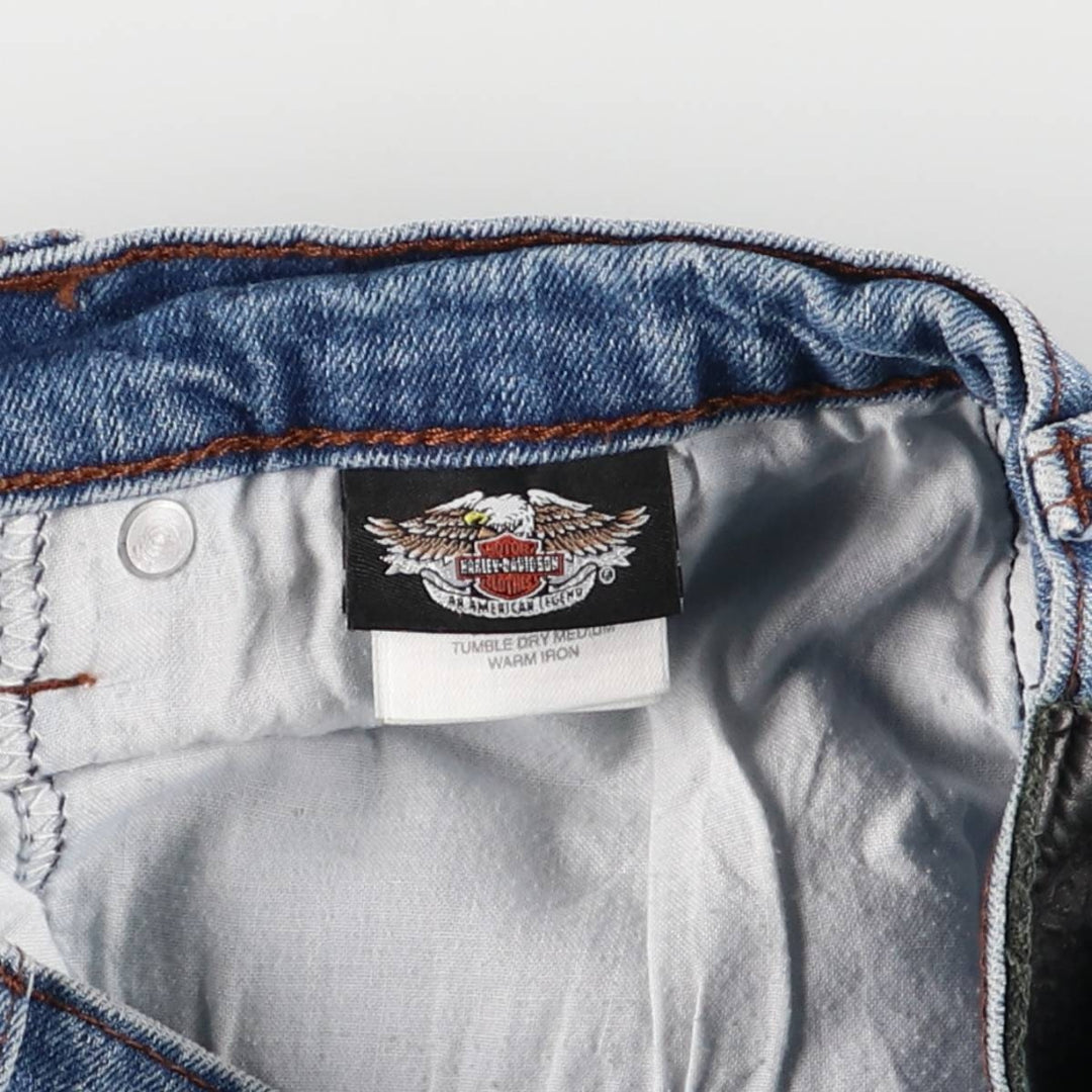 2000'S Harley-Davidson Straight Leg Denim Pants, Made in Canada, Women's Size L (W28) cotton blue type Vintage Second Hand