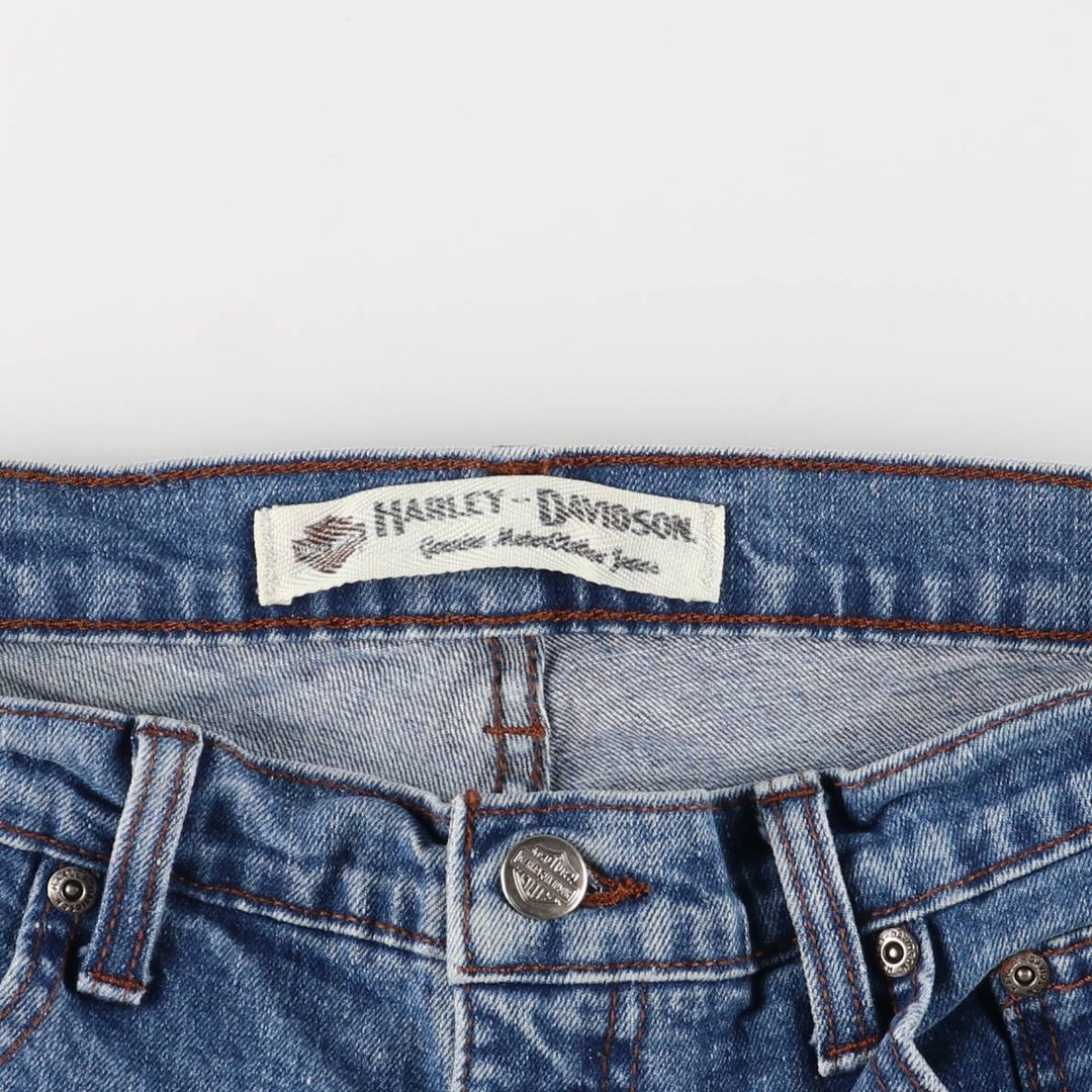 2000'S Harley-Davidson Straight Leg Denim Pants, Made in Canada, Women's Size L (W28) cotton blue type Vintage Second Hand
