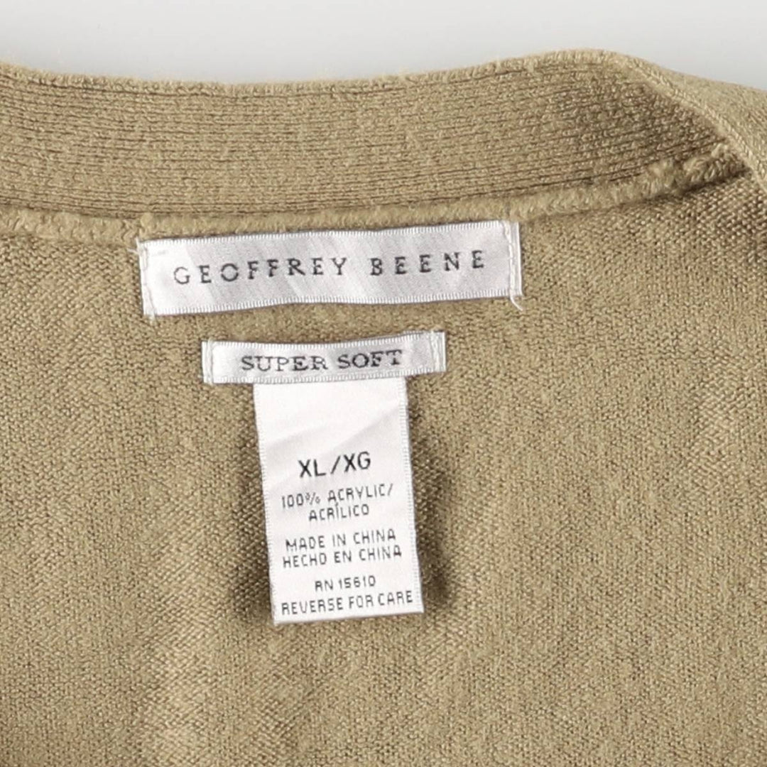 GEOFFREY BEENE Acrylic Knit Cardigan, Men's XL acrylic Beige type Vintage Second Hand