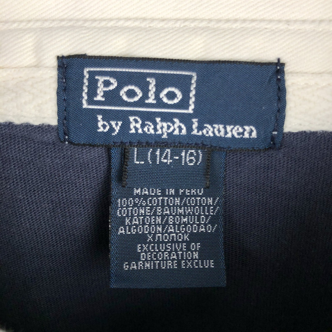 Ralph Lauren POLO by Ralph Lauren Big Pony Short Sleeve Rugby Shirt, Women's Size L cotton navy blue type Vintage Second Hand