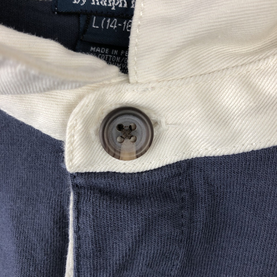 Ralph Lauren POLO by Ralph Lauren Big Pony Short Sleeve Rugby Shirt, Women's Size L cotton navy blue type Vintage Second Hand