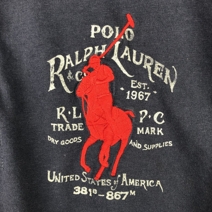 Ralph Lauren POLO by Ralph Lauren Big Pony Short Sleeve Rugby Shirt, Women's Size L cotton navy blue type Vintage Second Hand