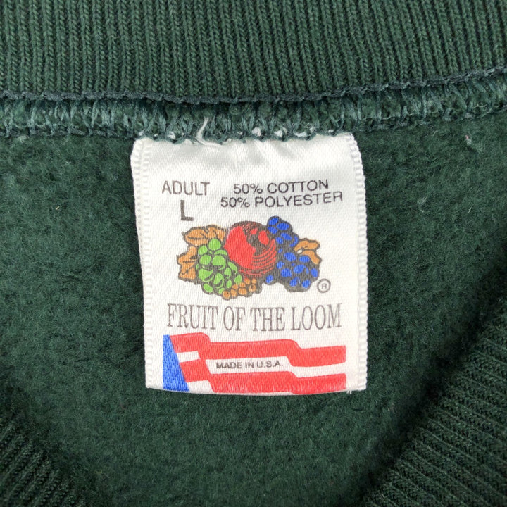 Vintage 90'S Fruit of the Loom logo sweatshirt, made in the USA, size L, men's cotton Green type dark green Vintage Second Hand