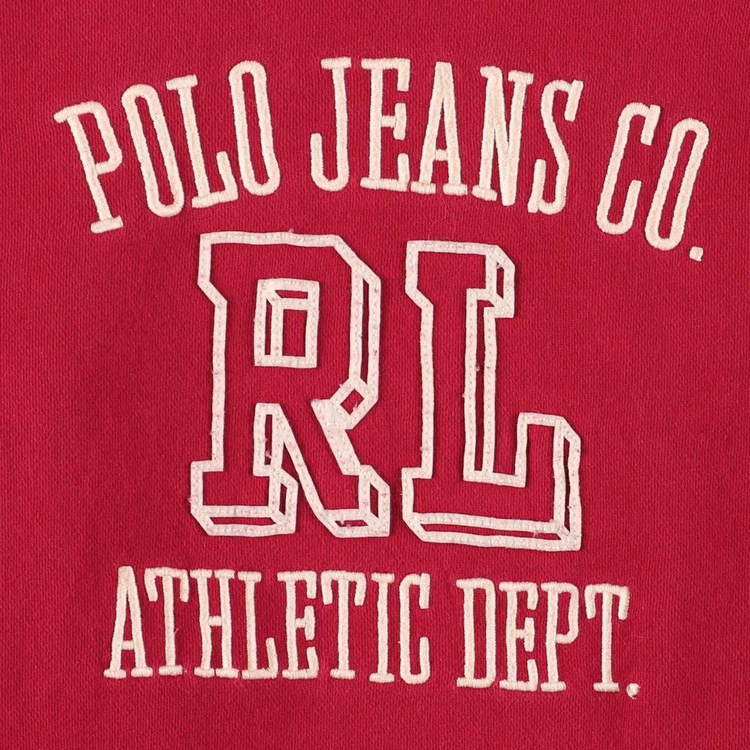 00'S Ralph Lauren POLO JEANS COMPANY sweatshirt pullover hoodie, men's XL size cotton red type Vintage Second Hand