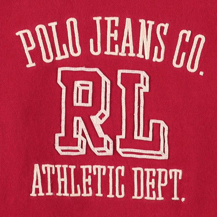 00'S Ralph Lauren POLO JEANS COMPANY sweatshirt pullover hoodie, men's XL size cotton red type Vintage Second Hand