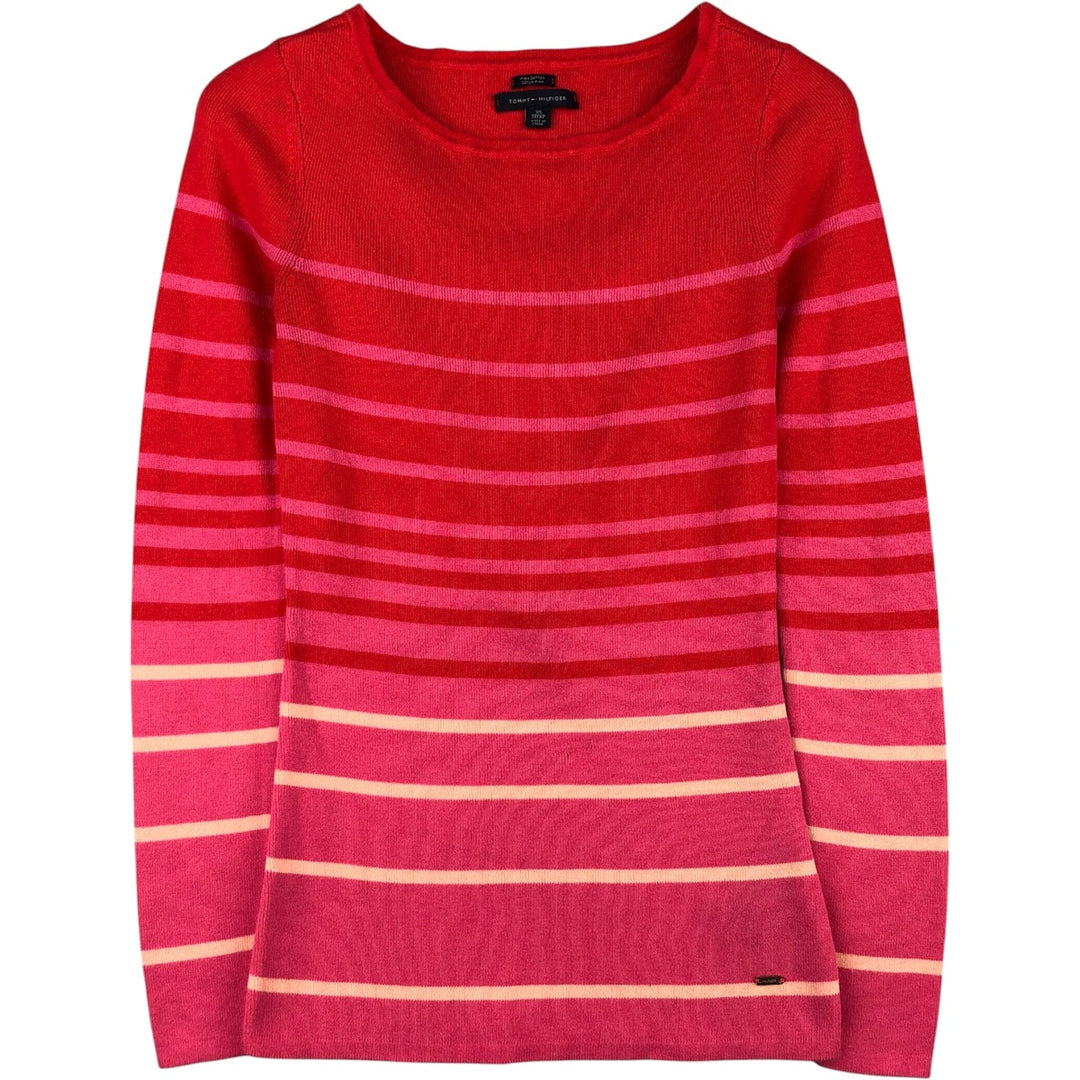 Tommy Hilfiger Striped Pima Cotton Knit Sweater, Women's Size XS Pima Cotton red type Vintage Second Hand