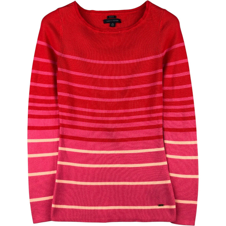 Tommy Hilfiger Striped Pima Cotton Knit Sweater, Women's Size XS Pima Cotton red type Vintage Second Hand