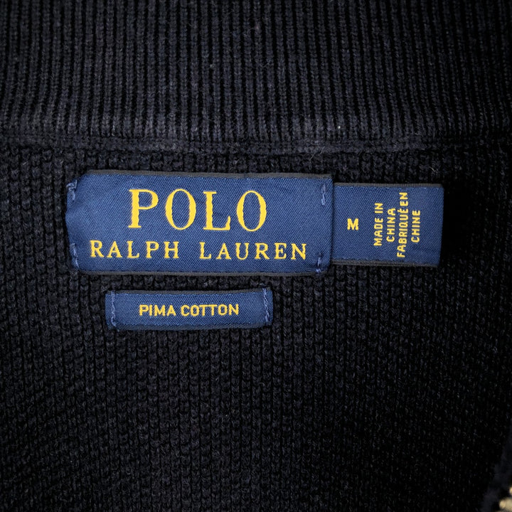 Ralph Lauren POLO RALPH LAUREN PIMA COTTON Pima Cotton Knit Half-Zip Sweater, Women's Size M Pima Cotton navy blue type Vintage Second Hand