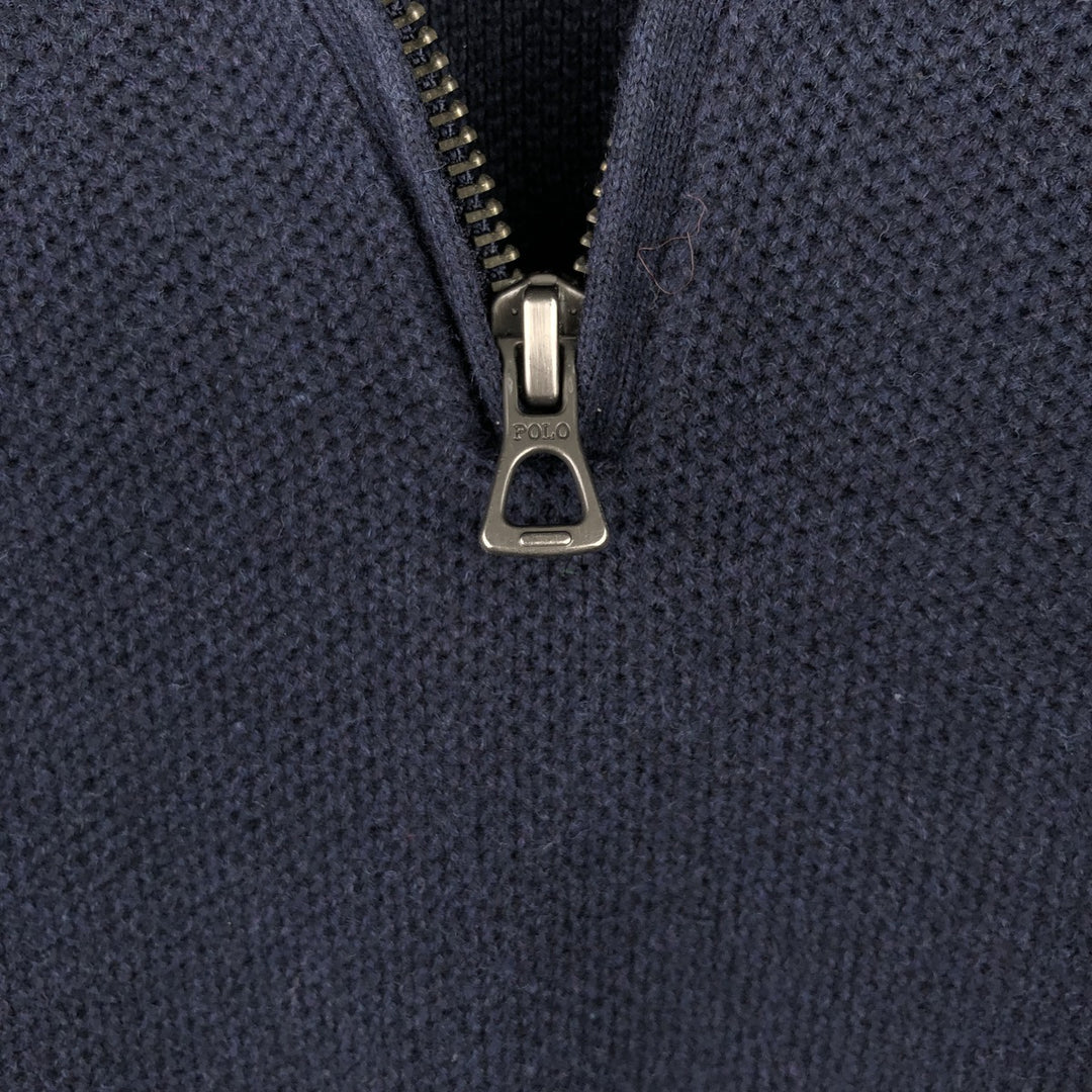 Ralph Lauren POLO RALPH LAUREN PIMA COTTON Pima Cotton Knit Half-Zip Sweater, Women's Size M Pima Cotton navy blue type Vintage Second Hand