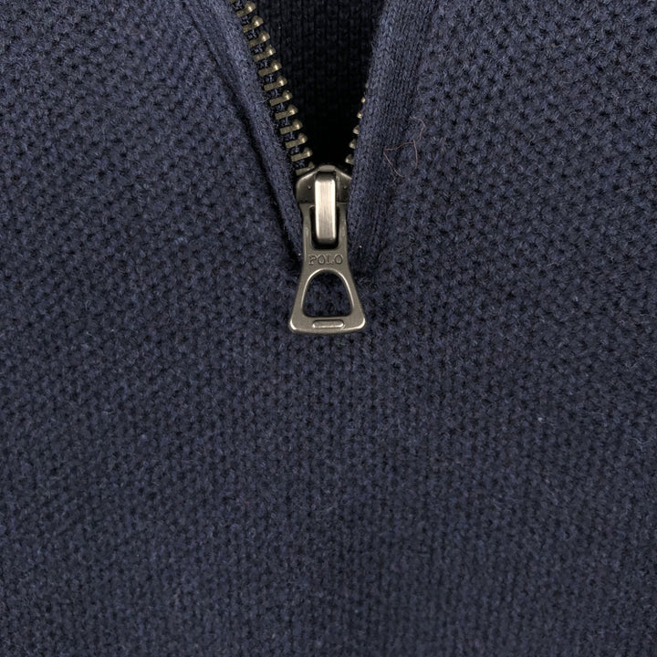 Ralph Lauren POLO RALPH LAUREN PIMA COTTON Pima Cotton Knit Half-Zip Sweater, Women's Size M Pima Cotton navy blue type Vintage Second Hand