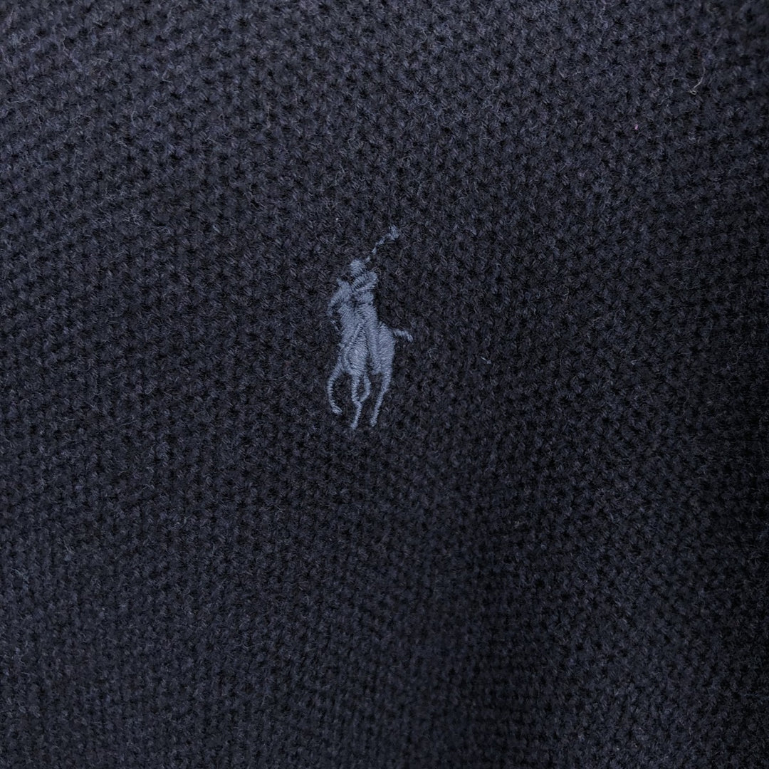 Ralph Lauren POLO RALPH LAUREN PIMA COTTON Pima Cotton Knit Half-Zip Sweater, Women's Size M Pima Cotton navy blue type Vintage Second Hand
