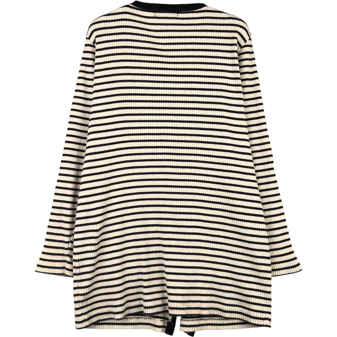Ralph Lauren Lauren Striped Pattern Ribbed Cotton Knit Cardigan, Women's Size Small cotton pale white type Vintage Second Hand