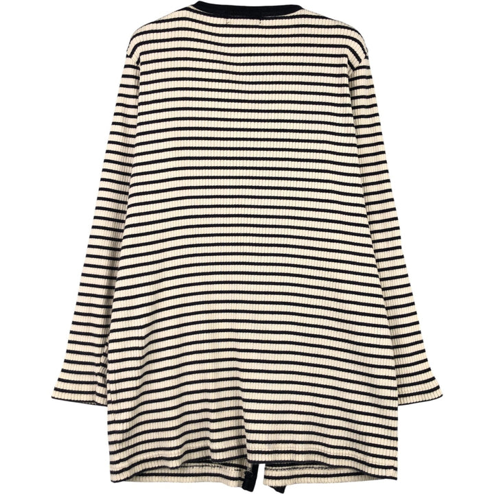 Ralph Lauren Lauren Striped Pattern Ribbed Cotton Knit Cardigan, Women's Size Small cotton pale white type Vintage Second Hand
