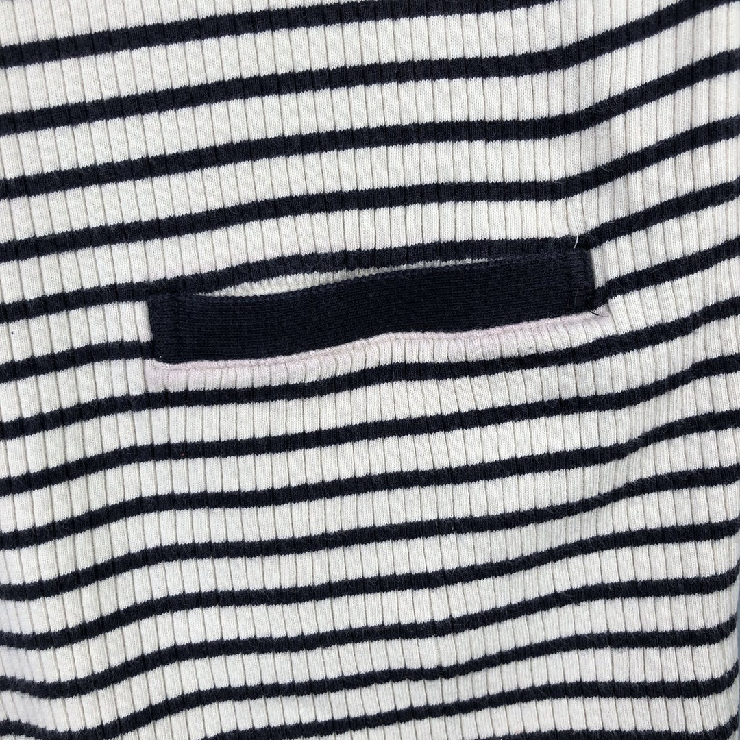 Ralph Lauren Lauren Striped Pattern Ribbed Cotton Knit Cardigan, Women's Size Small cotton pale white type Vintage Second Hand