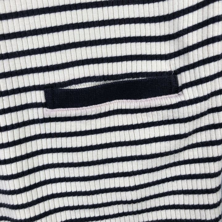 Ralph Lauren Lauren Striped Pattern Ribbed Cotton Knit Cardigan, Women's Size Small cotton pale white type Vintage Second Hand