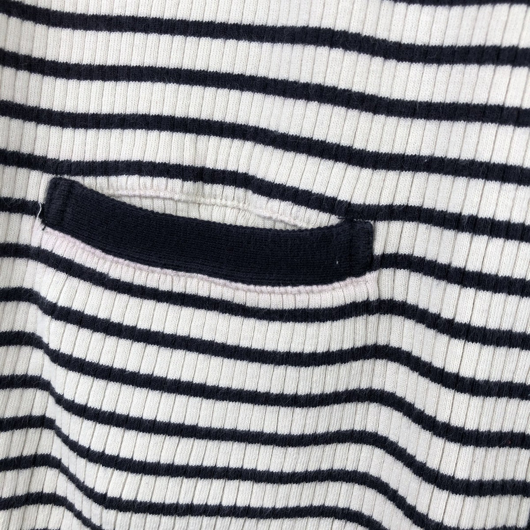 Ralph Lauren Lauren Striped Pattern Ribbed Cotton Knit Cardigan, Women's Size Small cotton pale white type Vintage Second Hand