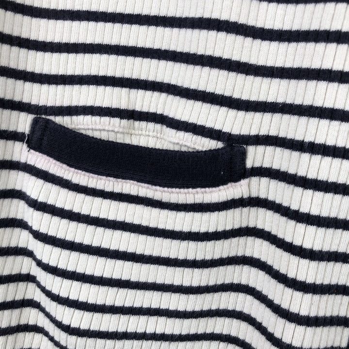 Ralph Lauren Lauren Striped Pattern Ribbed Cotton Knit Cardigan, Women's Size Small cotton pale white type Vintage Second Hand