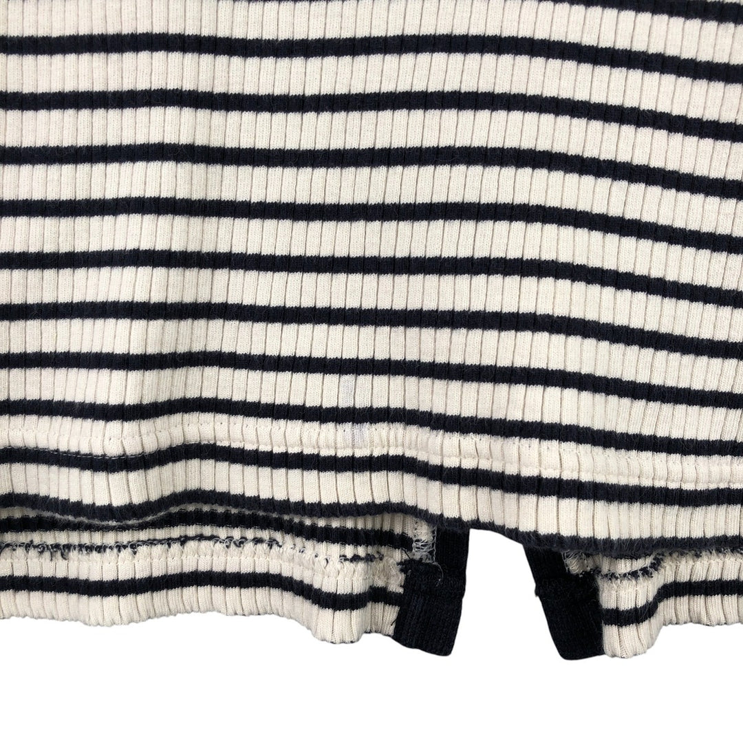 Ralph Lauren Lauren Striped Pattern Ribbed Cotton Knit Cardigan, Women's Size Small cotton pale white type Vintage Second Hand