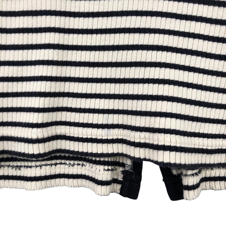 Ralph Lauren Lauren Striped Pattern Ribbed Cotton Knit Cardigan, Women's Size Small cotton pale white type Vintage Second Hand