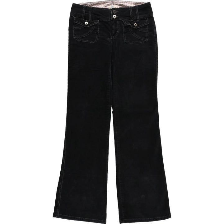SO Flare Cut Corduroy Pants Women's XL (w31) cotton black type Vintage Second Hand