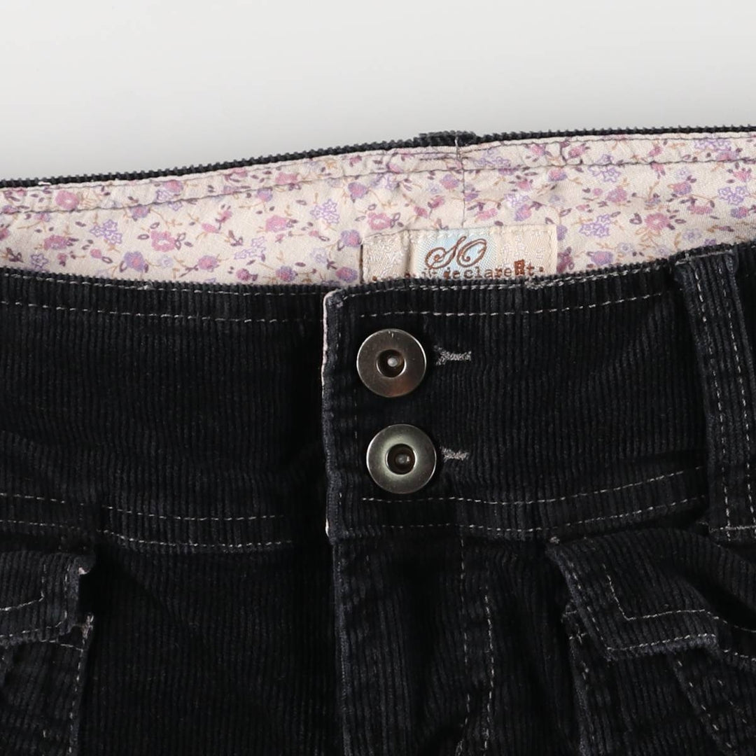SO Flare Cut Corduroy Pants Women's XL (w31) cotton black type Vintage Second Hand