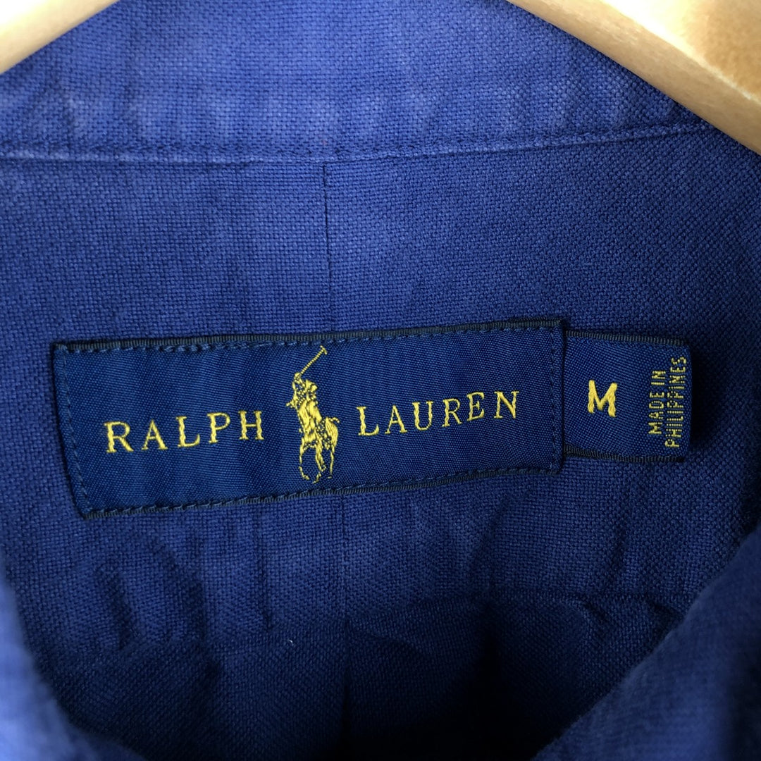 Ralph Lauren short sleeve button down shirt, men's size M cotton Navy blue Vintage Second Hand