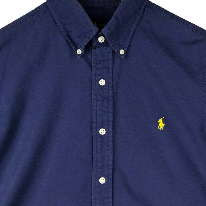 Ralph Lauren short sleeve button down shirt, men's size M cotton Navy blue Vintage Second Hand