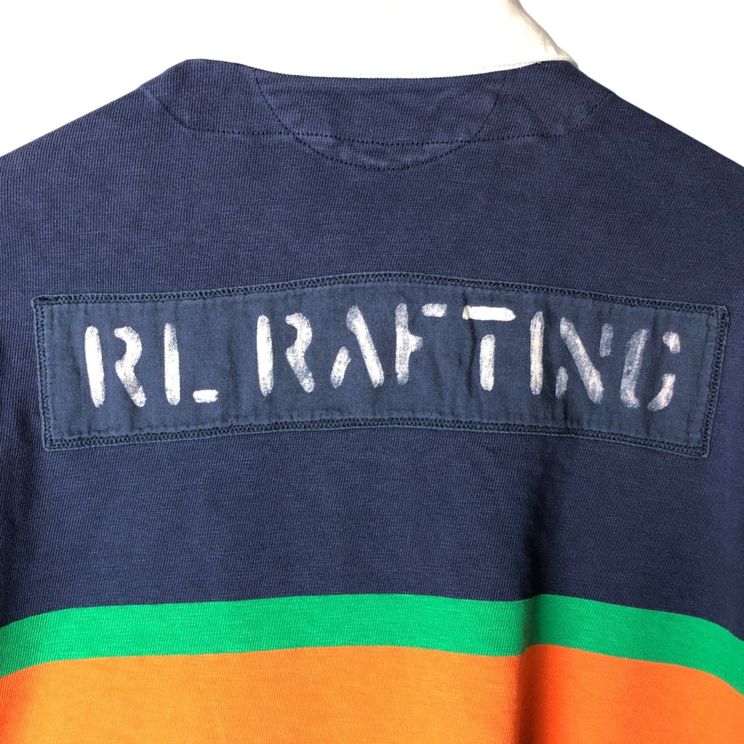 Ralph Lauren POLO by Ralph Lauren Classic Fit Striped Pattern Long Sleeve Rugby Shirt, Men's Size L cotton navy blue type Vintage Second Hand