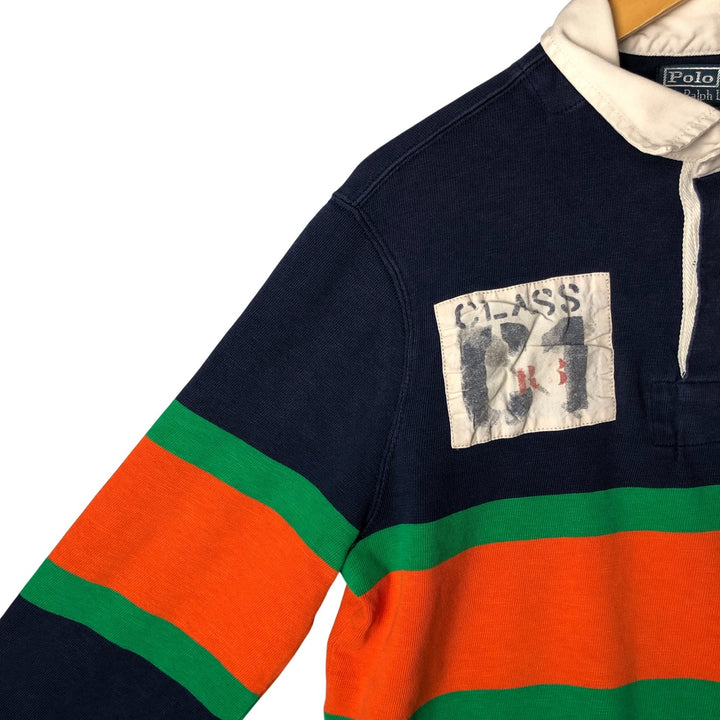 Ralph Lauren POLO by Ralph Lauren Classic Fit Striped Pattern Long Sleeve Rugby Shirt, Men's Size L cotton navy blue type Vintage Second Hand