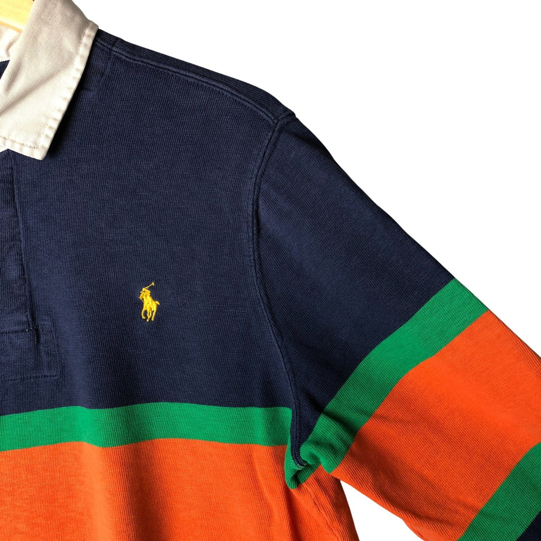 Ralph Lauren POLO by Ralph Lauren Classic Fit Striped Pattern Long Sleeve Rugby Shirt, Men's Size L cotton navy blue type Vintage Second Hand