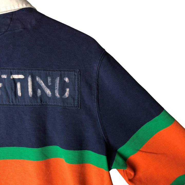 Ralph Lauren POLO by Ralph Lauren Classic Fit Striped Pattern Long Sleeve Rugby Shirt, Men's Size L cotton navy blue type Vintage Second Hand