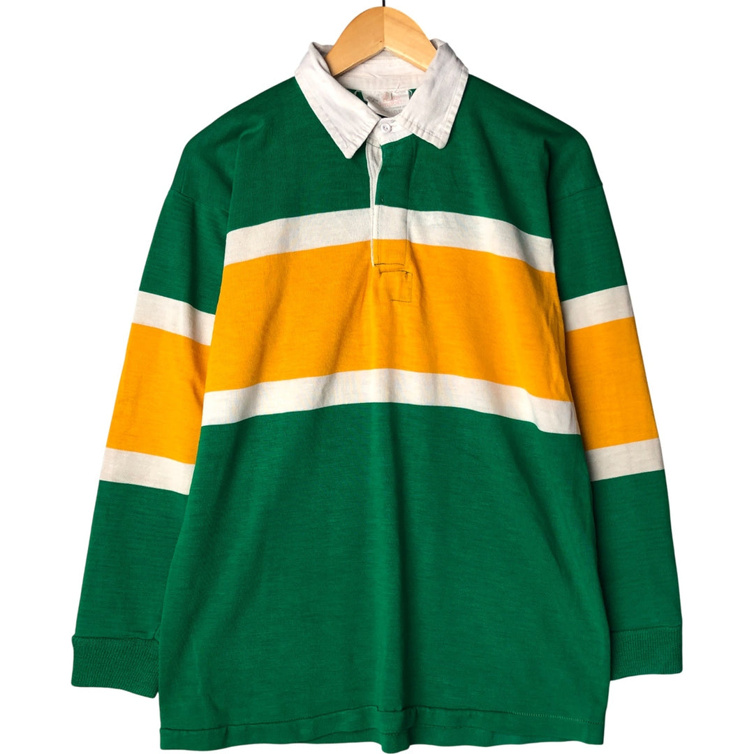 HALBRO SPORTSWEAR Long Sleeve Rugby Shirt, Made in the UK, Men's Size L acrylic green type Vintage Second Hand