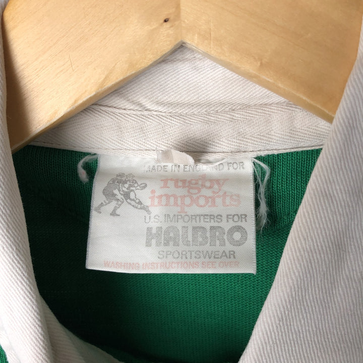 HALBRO SPORTSWEAR Long Sleeve Rugby Shirt, Made in the UK, Men's Size L acrylic green type Vintage Second Hand