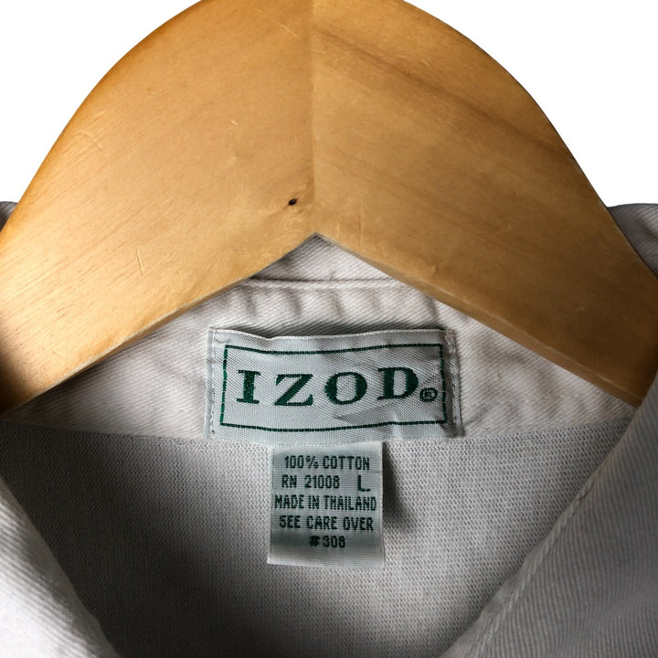 Vintage 90'S IZOD Striped Long Sleeve Rugby Shirt, Made in Thailand, Men's Size L cotton white type Vintage Second Hand
