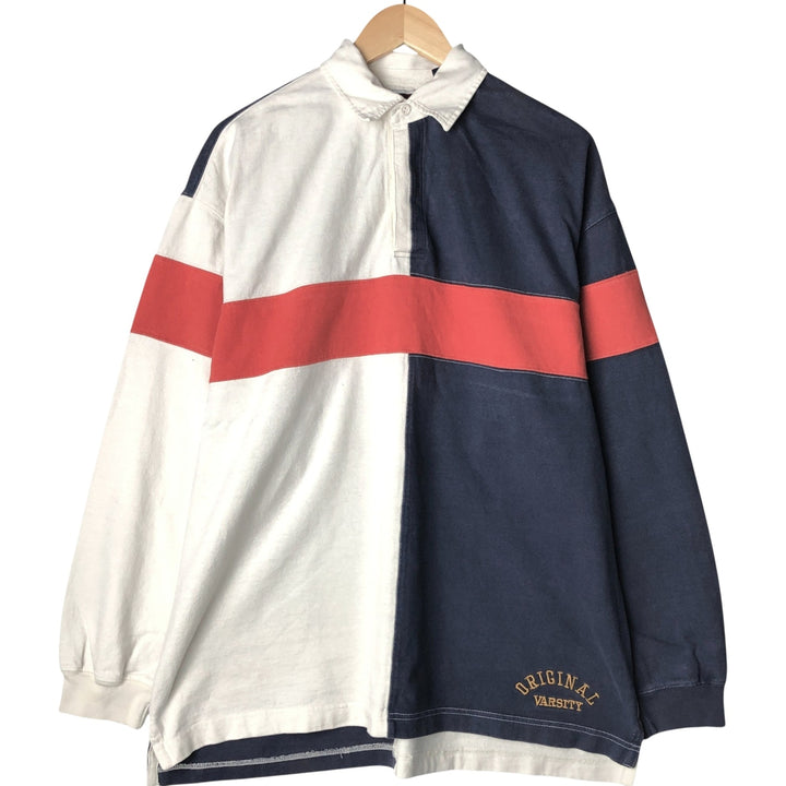 90'S GAP Old Gap Border Pattern Long Sleeve Rugby Shirt Men's M Size Vintage cotton white type Vintage Second Hand
