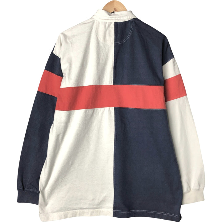 90'S GAP Old Gap Border Pattern Long Sleeve Rugby Shirt Men's M Size Vintage cotton white type Vintage Second Hand