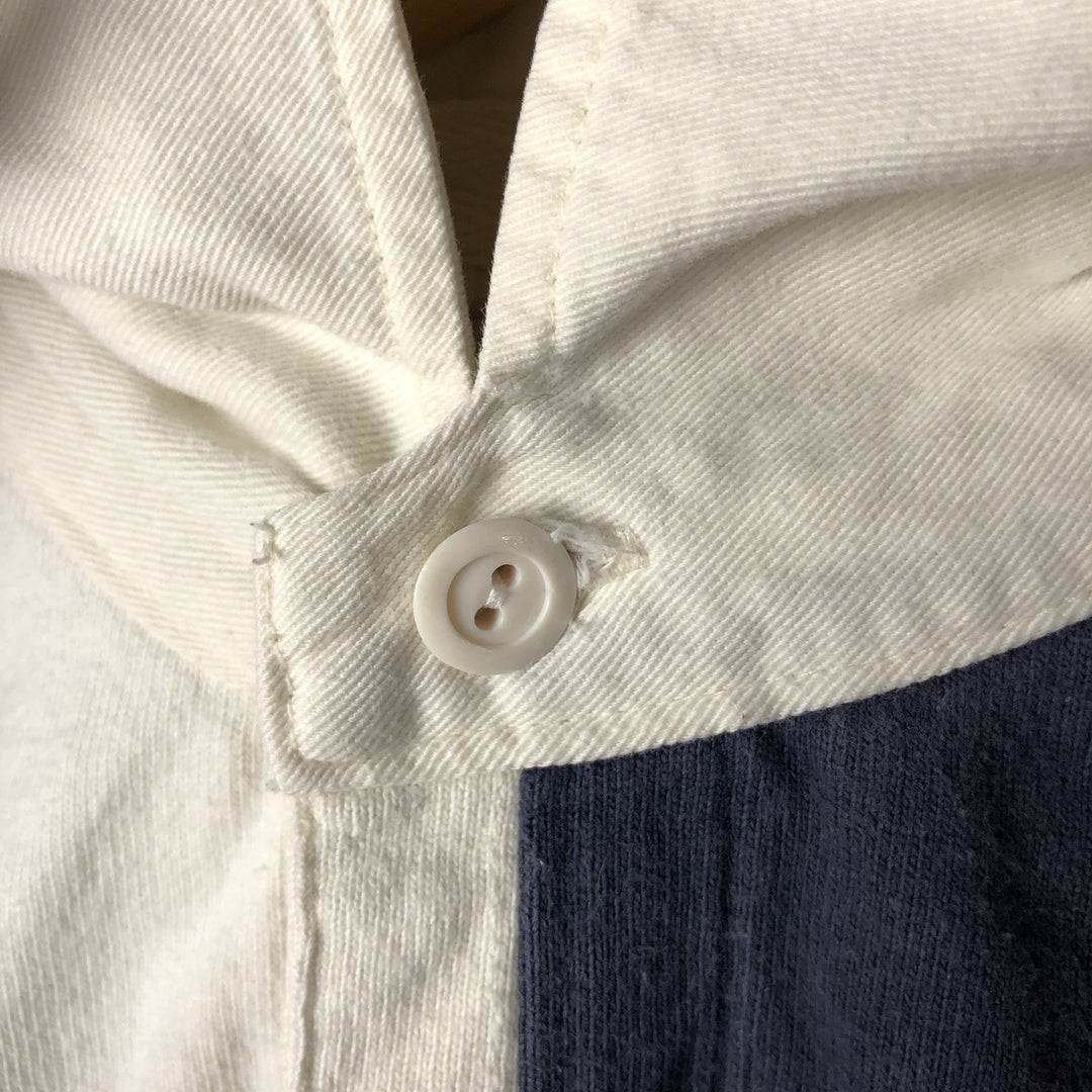 90'S GAP Old Gap Border Pattern Long Sleeve Rugby Shirt Men's M Size Vintage cotton white type Vintage Second Hand