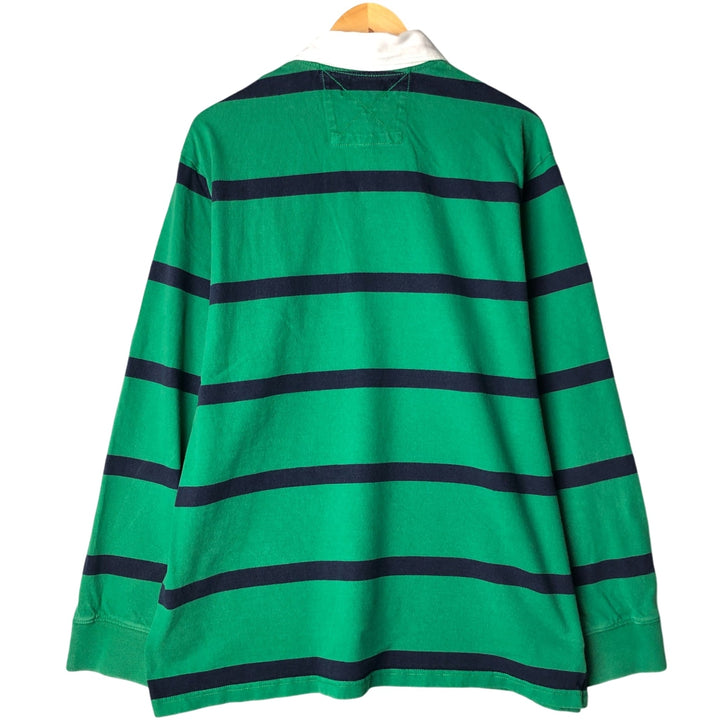 Ralph Lauren POLO by Ralph Lauren Striped Pattern Long Sleeve Rugby Shirt Men's XL cotton green type Vintage Second Hand
