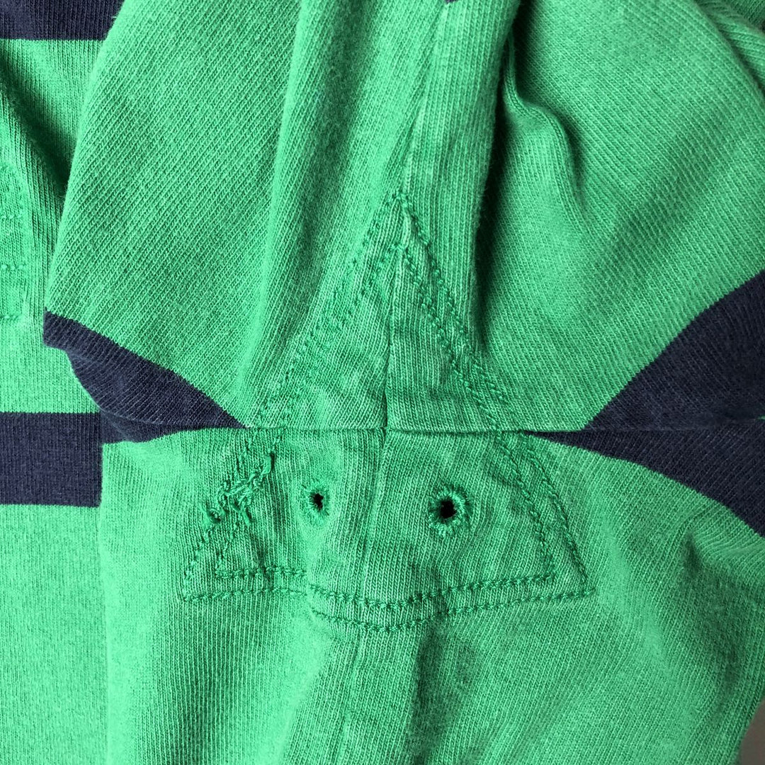 Ralph Lauren POLO by Ralph Lauren Striped Pattern Long Sleeve Rugby Shirt Men's XL cotton green type Vintage Second Hand